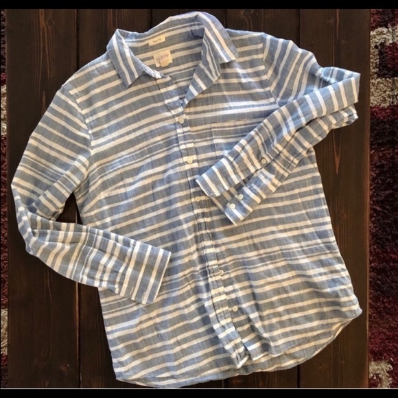 J. Crew Striped Gauze Boy Shirt size small - Picture 5 of 9